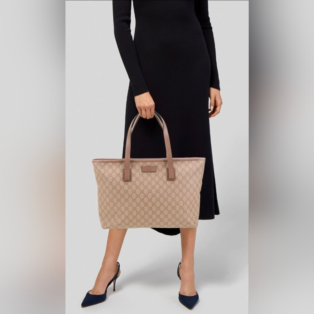 Closet Clean Out!!! Gucci GG Pink Beige Coated Canvas Tote Bag